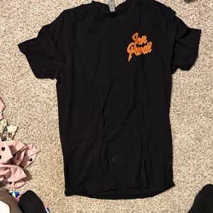 Black T-Shirt with Orange Logo